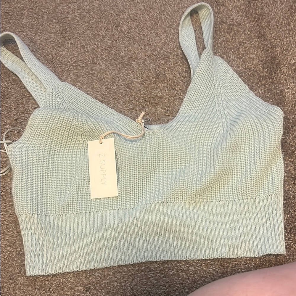 Z Supply Sage Green Ribbed Crop Top